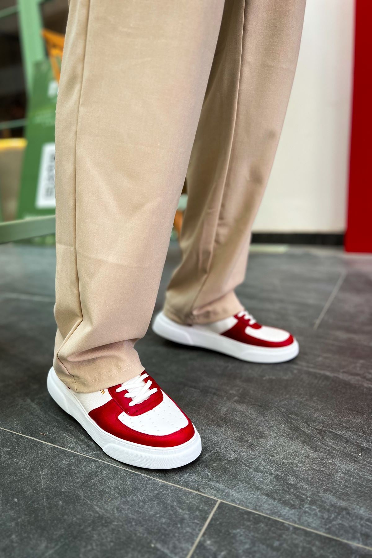 CH087 - CBT Kenton Erkek Ayakkabı KIRMIZI / BEYAZ