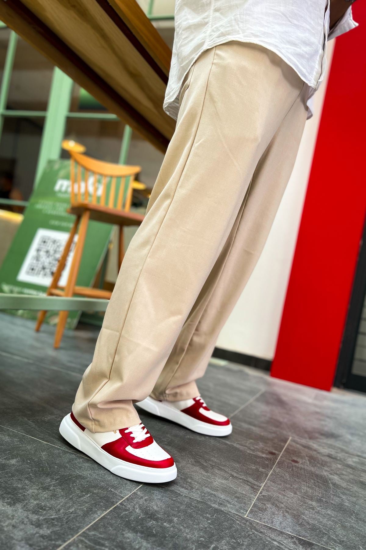 CH087 - CBT Kenton Erkek Ayakkabı KIRMIZI / BEYAZ