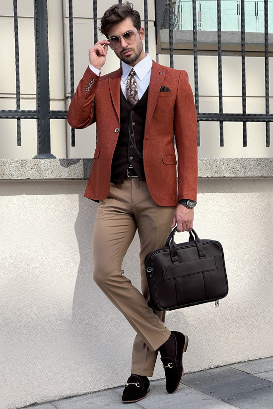 Slim Fit High Quality Wool Tile Jacket