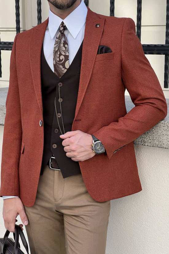 Slim Fit High Quality Wool Tile Jacket