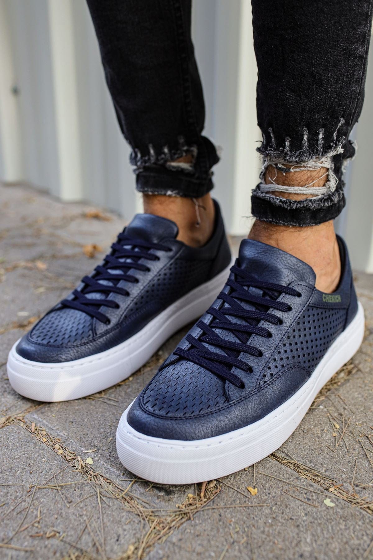 Men's Navy Blue Casual Shoes ch015 - OUTFITLIFT