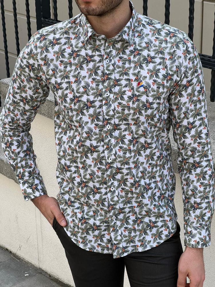 
                  
                    Slim Fit Patterned Cotton Green Shirt - OUTFITLIFT
                  
                