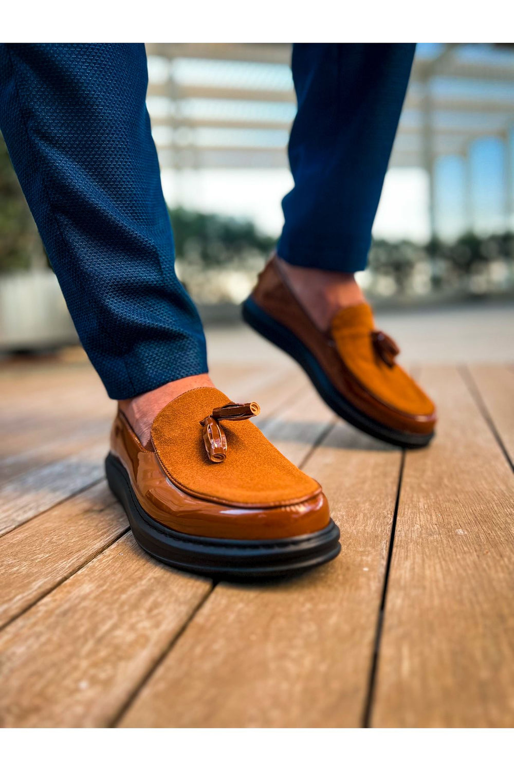 CH002 RST Loafer Verniciata Erkek Ayakkabı TABA
