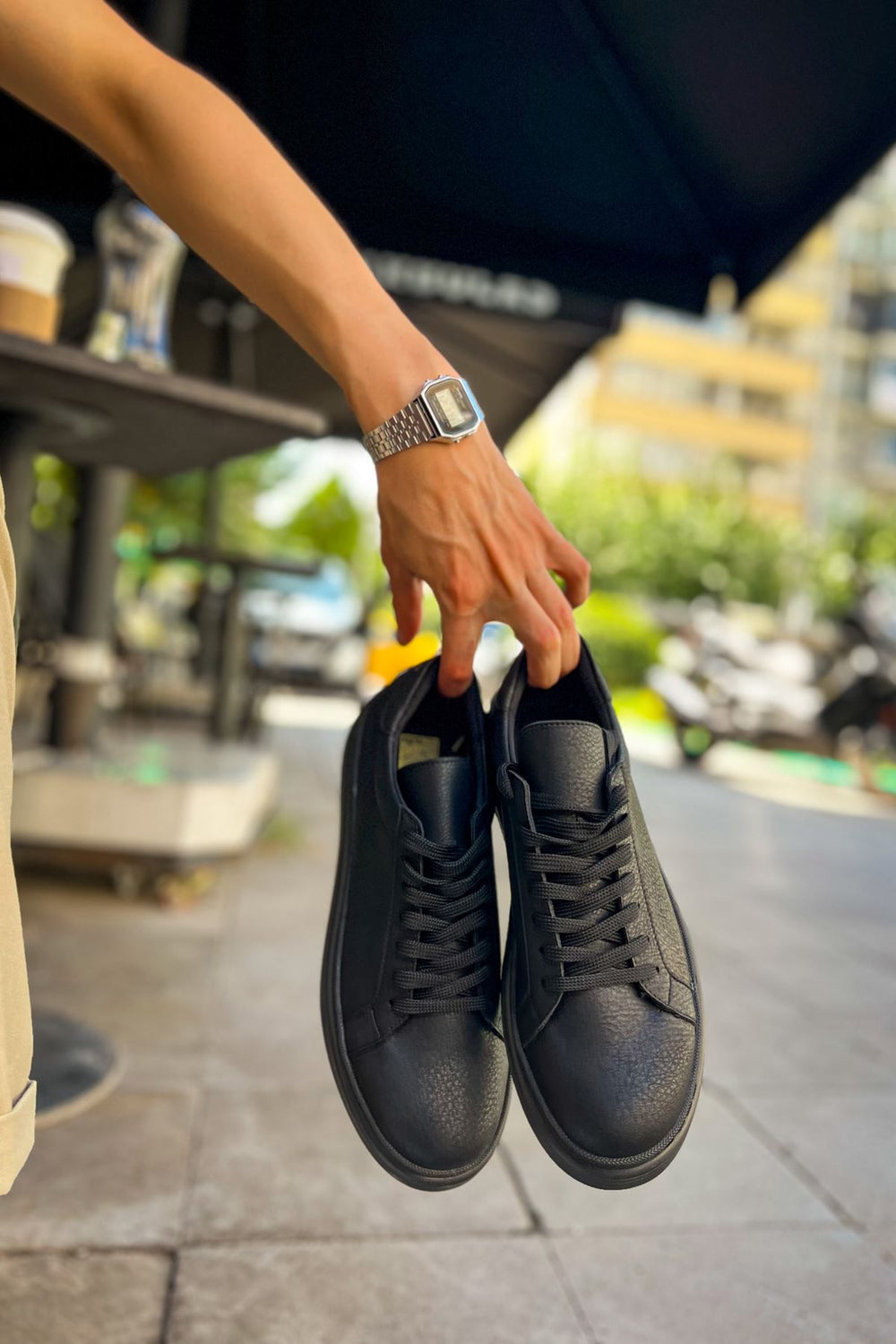 CH979 Santoni CRT Spor Erkek Ayakkabı SIYAH