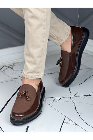 CH002 - RST Loafer Verniciata Erkek Ayakkabı KAHVE