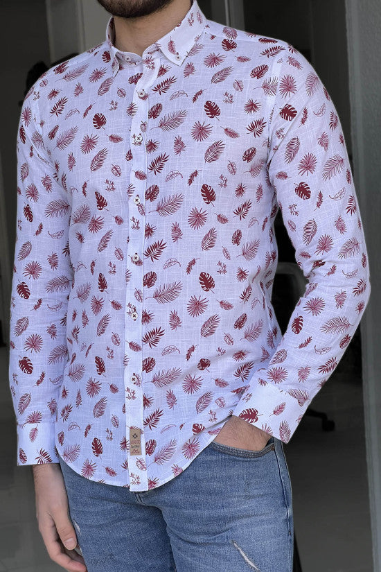 
                  
                    Slim Fit High Quality Patterned Linen Claret-Red Shirt
                  
                