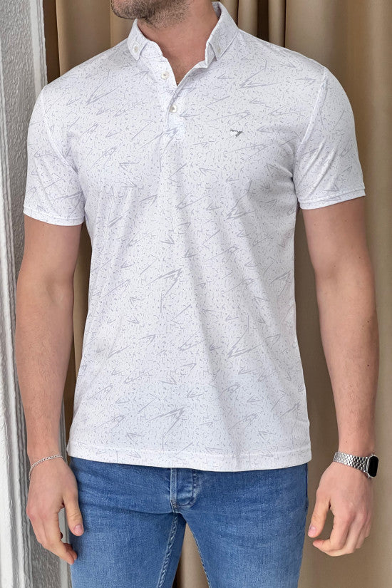 
                  
                    Slim Fit Patterned Italian Collar White Short Sleeve T-Shirt
                  
                