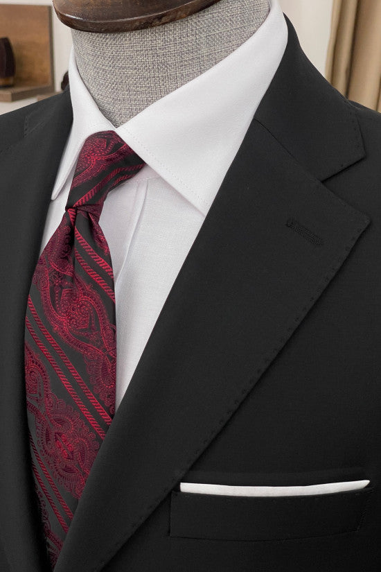 
                  
                    Slim Fit Mono Collar %44 Superior Silk Wool Black Suit
                  
                