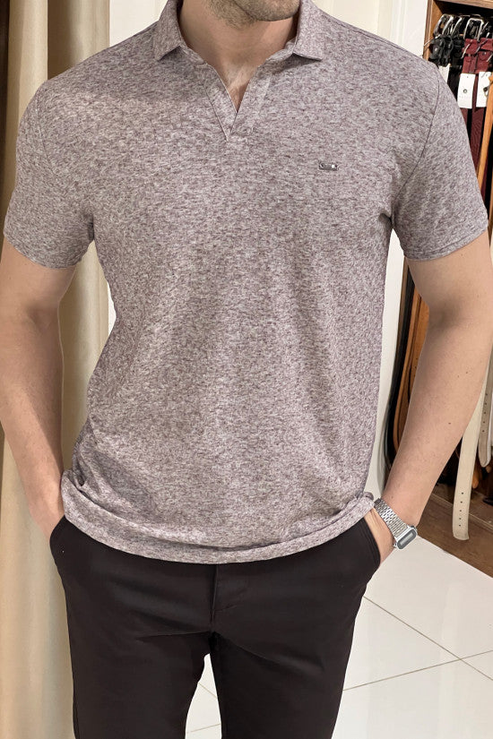 
                  
                    Slim Fit Italian Polo Neck Patterned Brown Short Sleeve T-Shirt
                  
                