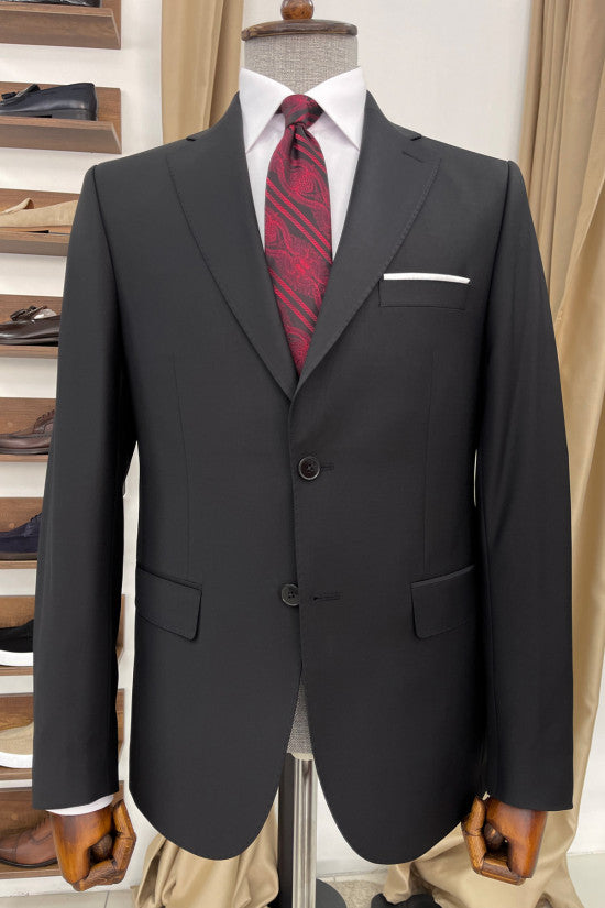 
                  
                    Slim Fit Mono Collar %44 Superior Silk Wool Black Suit
                  
                