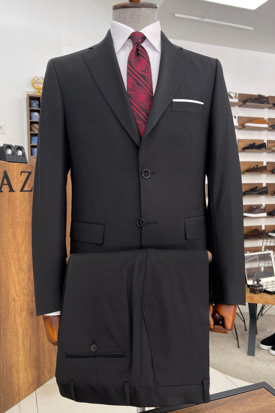 
                  
                    Slim Fit Mono Collar %44 Superior Silk Wool Black Suit
                  
                