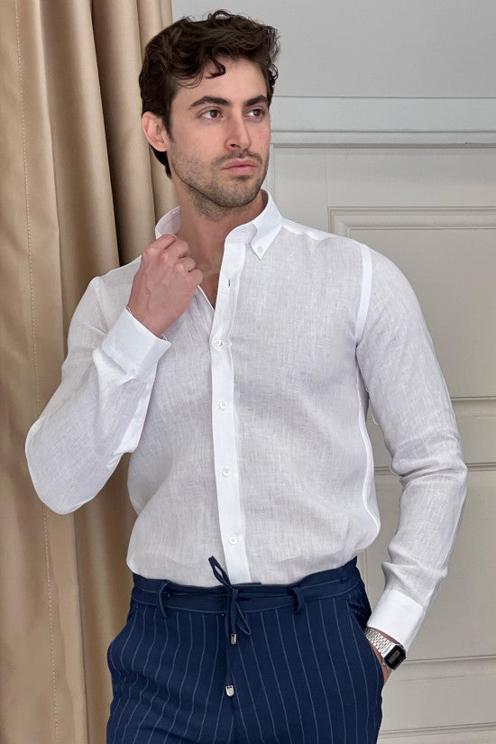 High Quality Slim Fit 100% Pure Linen White Shirt (Premium)