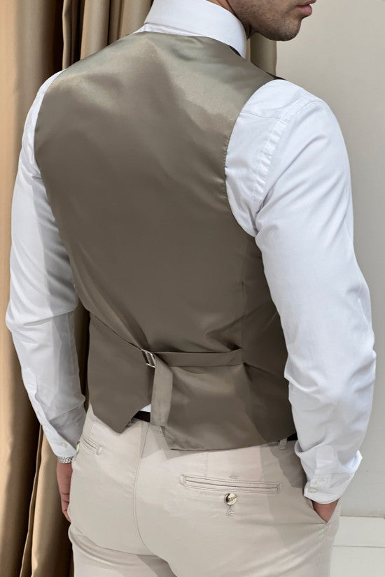 Slim Fit Brown Wool Waistcoat