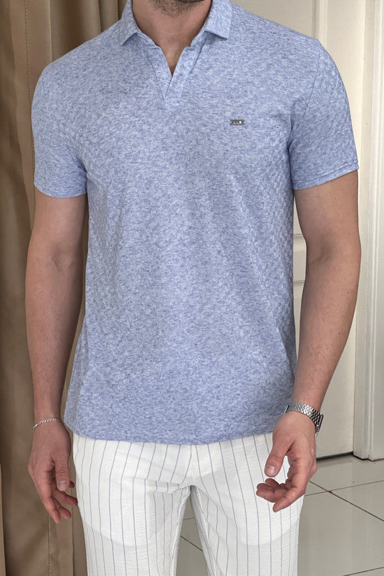 
                  
                    Slim Fit Italian Polo Neck Patterned Blue Short Sleeve T-Shirt
                  
                