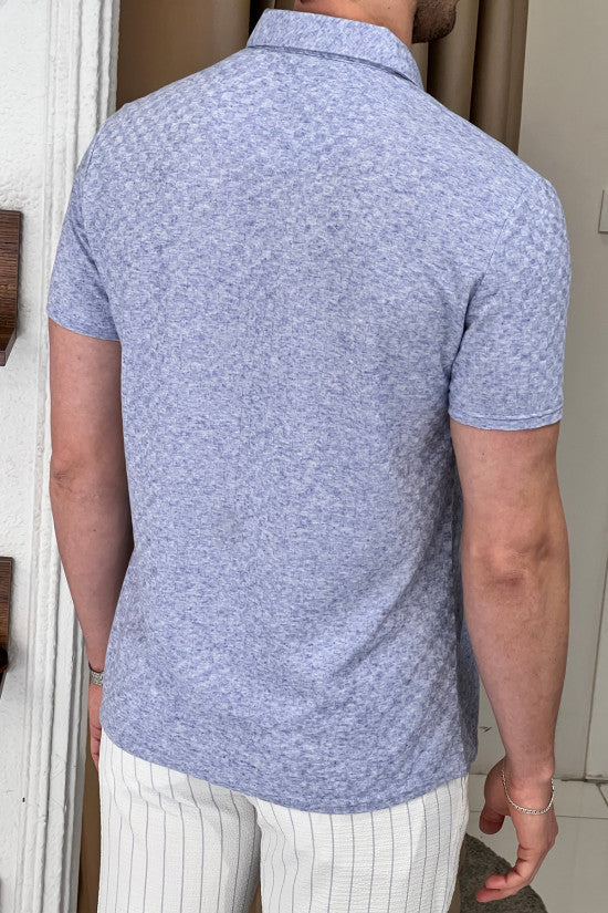 
                  
                    Slim Fit Italian Polo Neck Patterned Blue Short Sleeve T-Shirt
                  
                