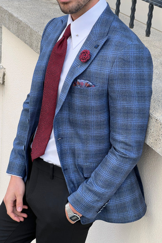 
                  
                    Slim Fit Special Production Plaid Navyblue Jacket
                  
                