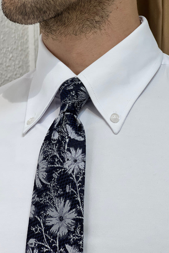 Slim Fit Special Production Classic Button Collar White Cotton Shirt