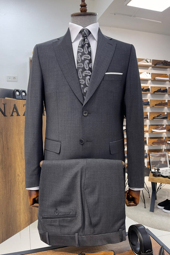
                  
                    Slim Fit Mono Collar %44 Superior Silk Wool Anthracite Suit
                  
                