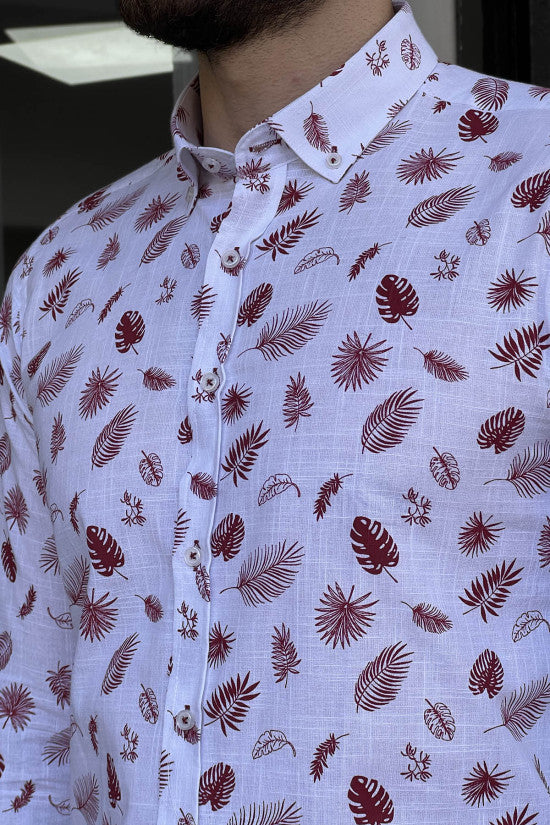 
                  
                    Slim Fit High Quality Patterned Linen Claret-Red Shirt
                  
                