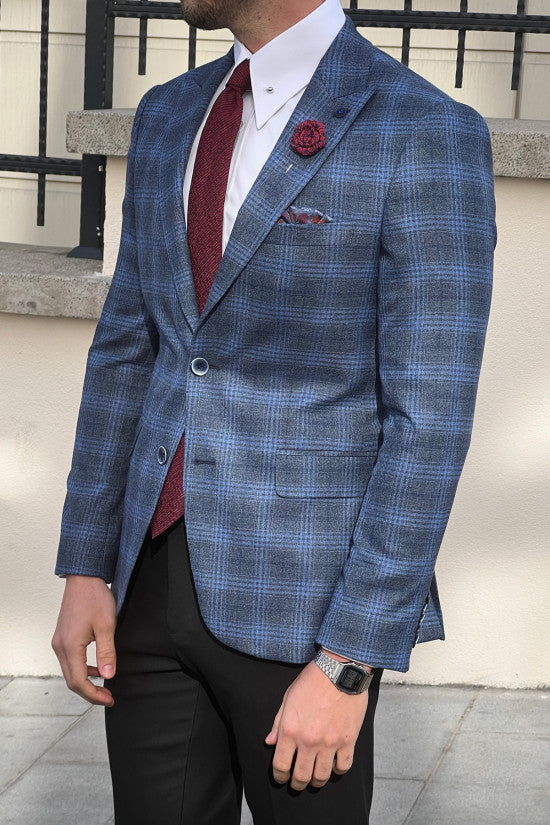 
                  
                    Slim Fit Special Production Plaid Navyblue Jacket
                  
                