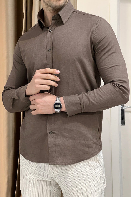 
                  
                    High Quality Regular Fit 100% Linen Brown Shirt
                  
                