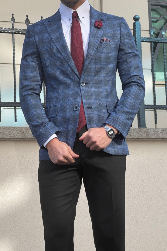 
                  
                    Slim Fit Special Production Plaid Navyblue Jacket
                  
                