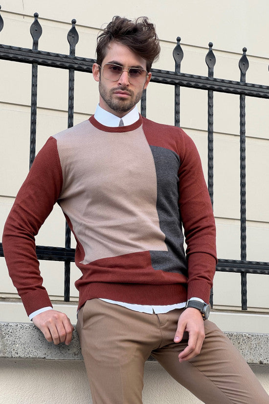 
                  
                    Slim Fit Crew Neck Patterned Tile Knitwear Sweater
                  
                