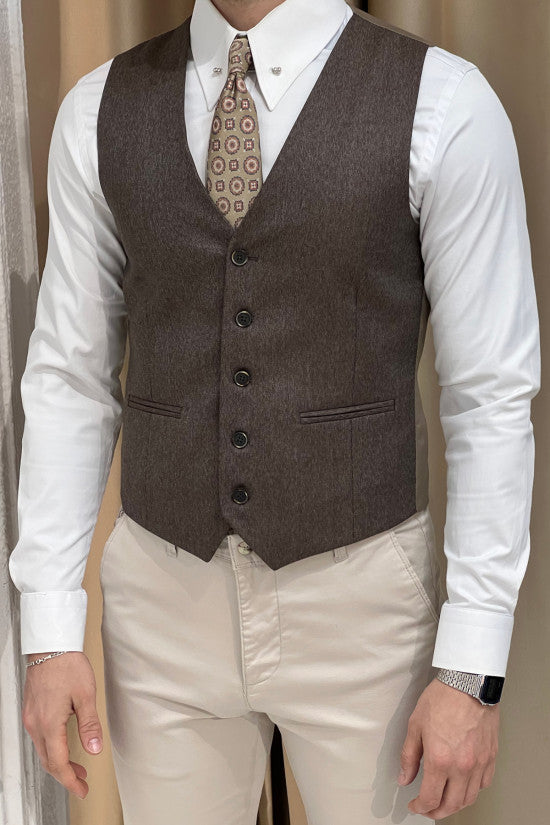 
                  
                    Slim Fit Light Brown Wool Waistcoat
                  
                