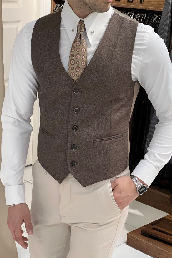 
                  
                    Slim Fit Light Brown Wool Waistcoat
                  
                