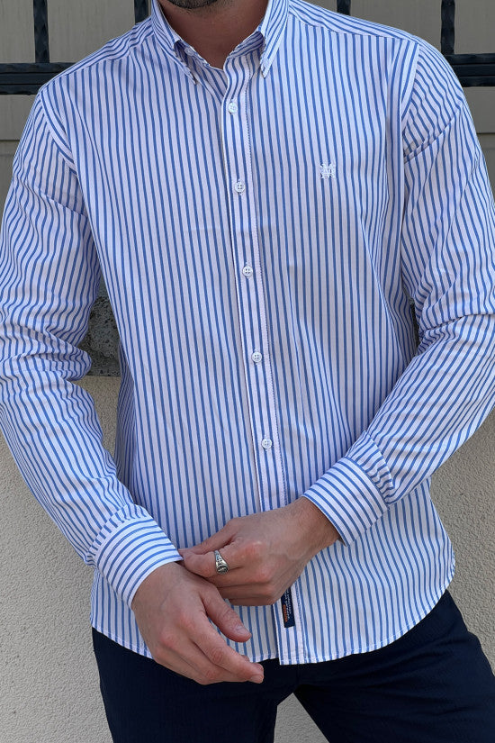 
                  
                    Comfort Fit High Quality Striped Cotton White&Blue Shirt ( Regular Fit )
                  
                