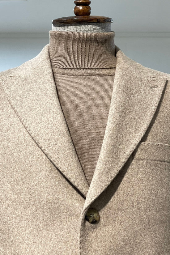 
                  
                    Slim Fit Swallow Collar 70% Wool Mink Color Cashmere Coat
                  
                