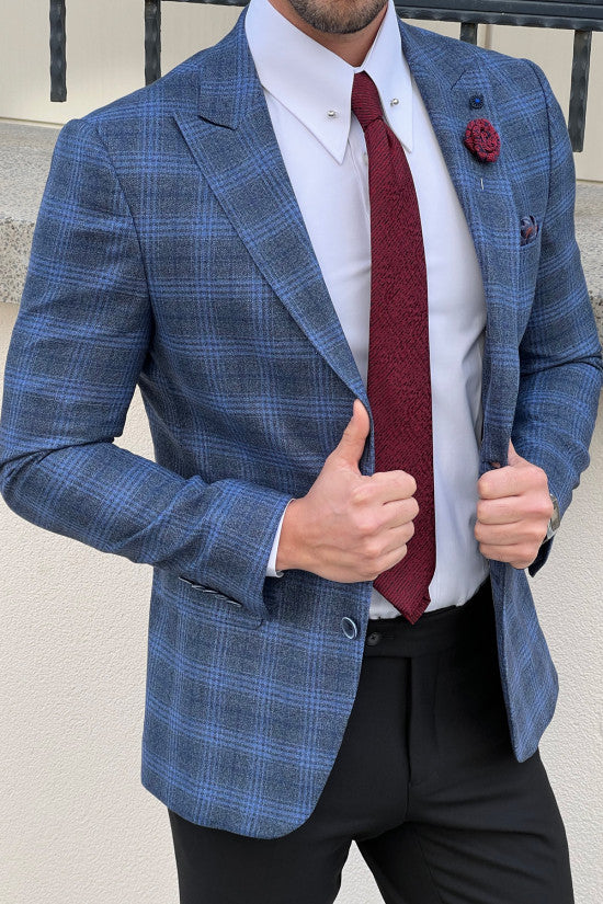 
                  
                    Slim Fit Special Production Plaid Navyblue Jacket
                  
                