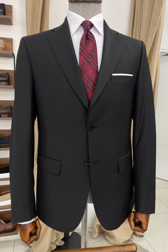 
                  
                    Slim Fit Mono Collar %44 Superior Silk Wool Black Suit
                  
                