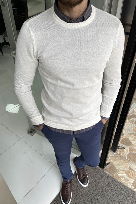 
                  
                    Slim Fit Ecru Crew Neck Knitwear Sweater
                  
                