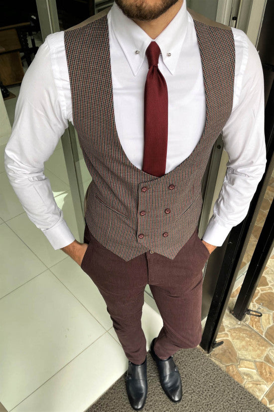 
                  
                    Slim Fit Claret Red Double Breasted Wool Vest
                  
                