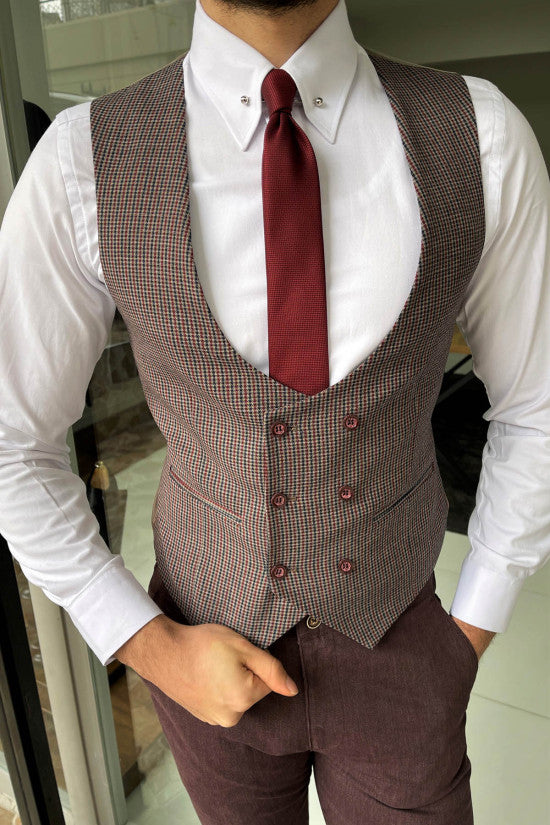 
                  
                    Slim Fit Claret Red Double Breasted Wool Vest
                  
                