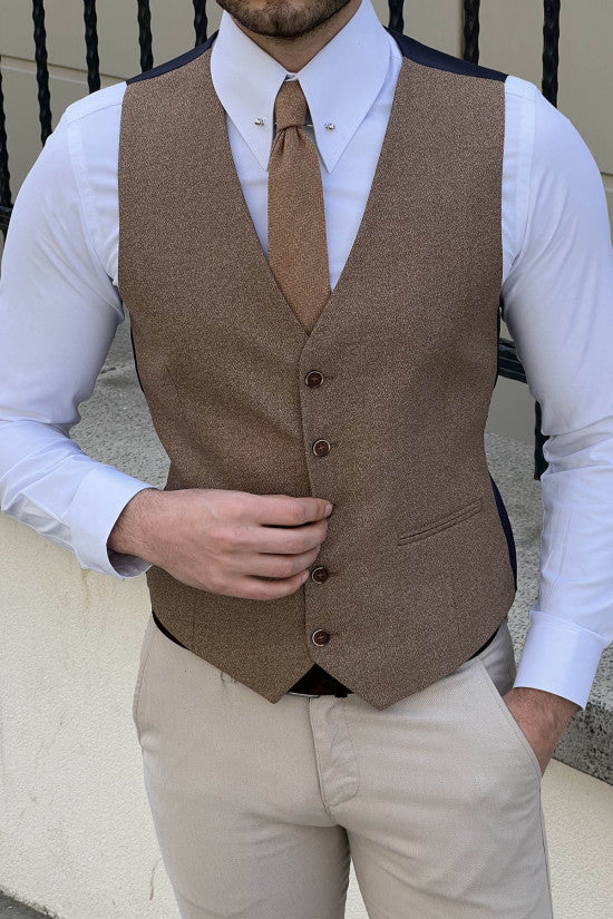 
                  
                    Slim Fit Camel Wool Vest
                  
                