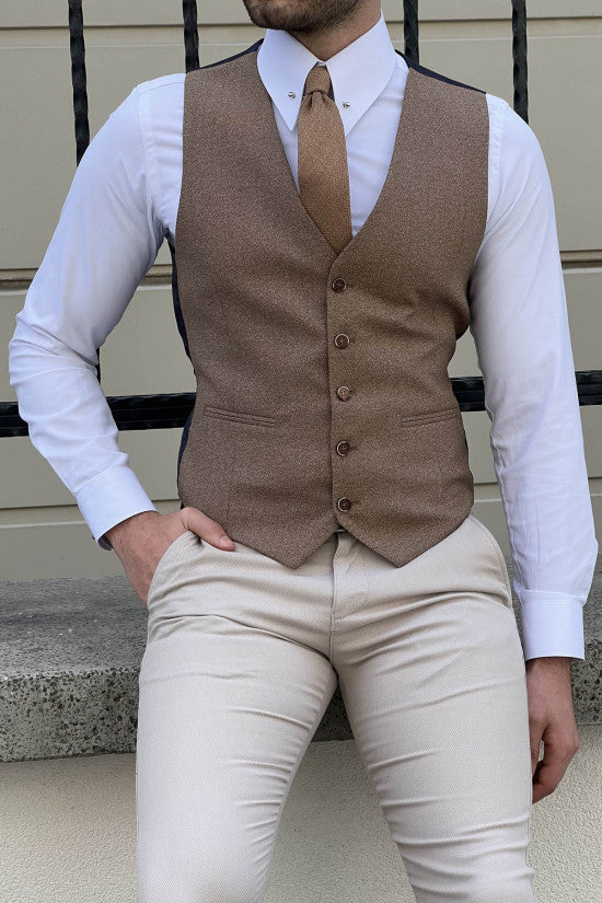 
                  
                    Slim Fit Camel Wool Vest
                  
                