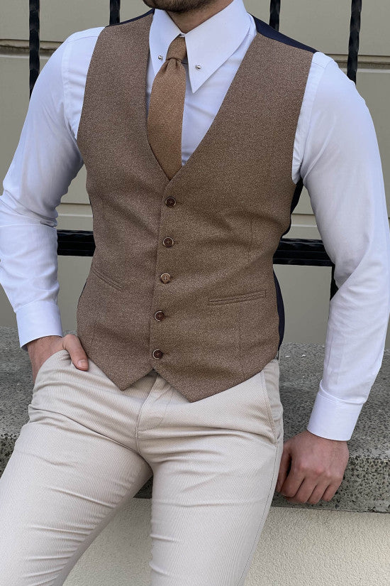 
                  
                    Slim Fit Camel Wool Vest
                  
                