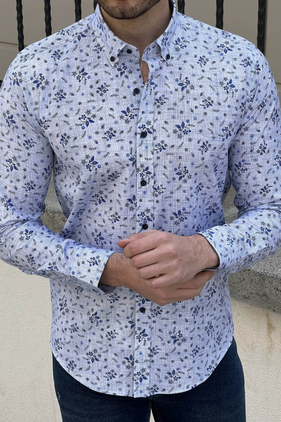 
                  
                    Slim Fit High Quality Patterned Cotton Blue Shirt
                  
                