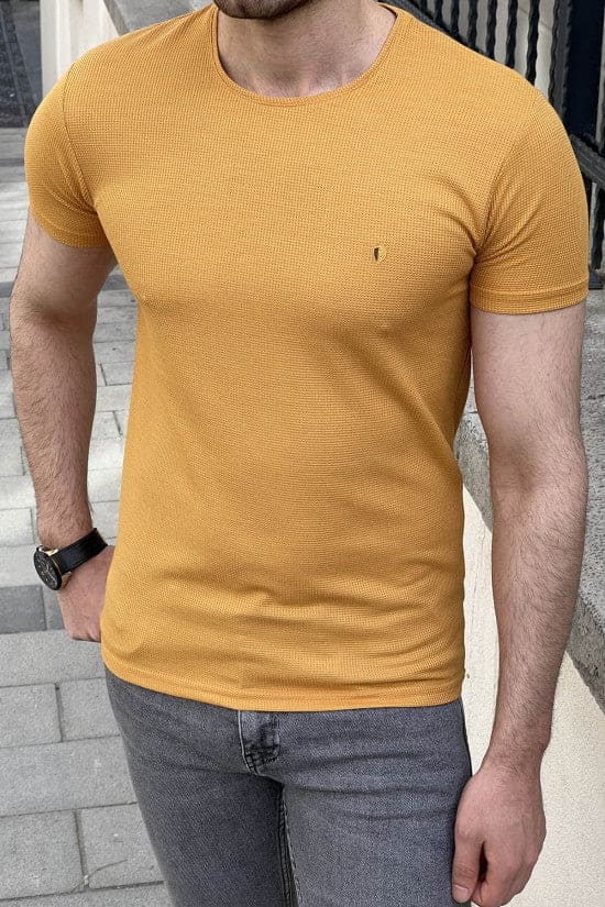 
                  
                    Slim Fit High Quality Self Patterned Crew Neck White Mustard T-Shirt
                  
                