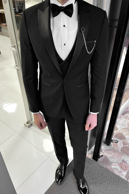 
                  
                    Slim Fit Dovetail Collar Wedding Vest Black Suit
                  
                