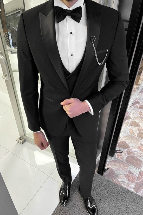 
                  
                    Slim Fit Dovetail Collar Wedding Vest Black Suit
                  
                