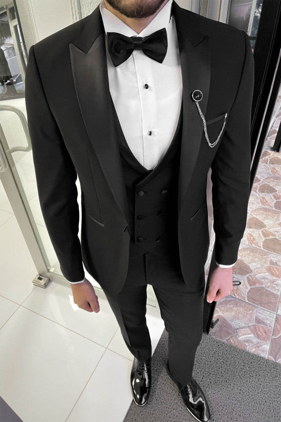 
                  
                    Slim Fit Dovetail Collar Wedding Vest Black Suit
                  
                