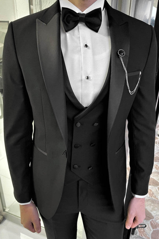 
                  
                    Slim Fit Dovetail Collar Wedding Vest Black Suit
                  
                