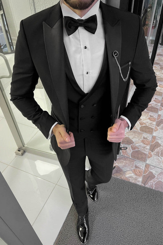 
                  
                    Slim Fit Dovetail Collar Wedding Vest Black Suit
                  
                