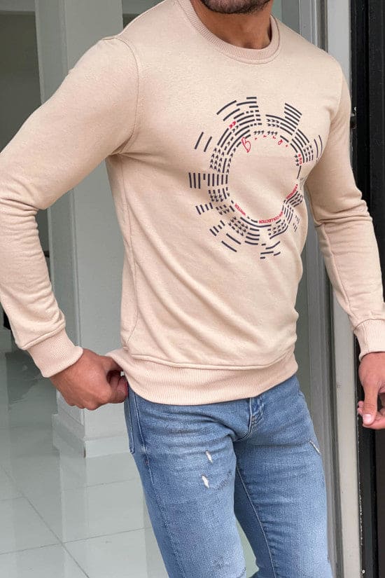 
                  
                    Slim Fit Beige Oval Collar Cotton Sweatshirt
                  
                