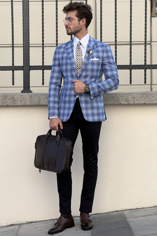 
                  
                    Slim Fit Special Production Plaid Blue Jacket
                  
                