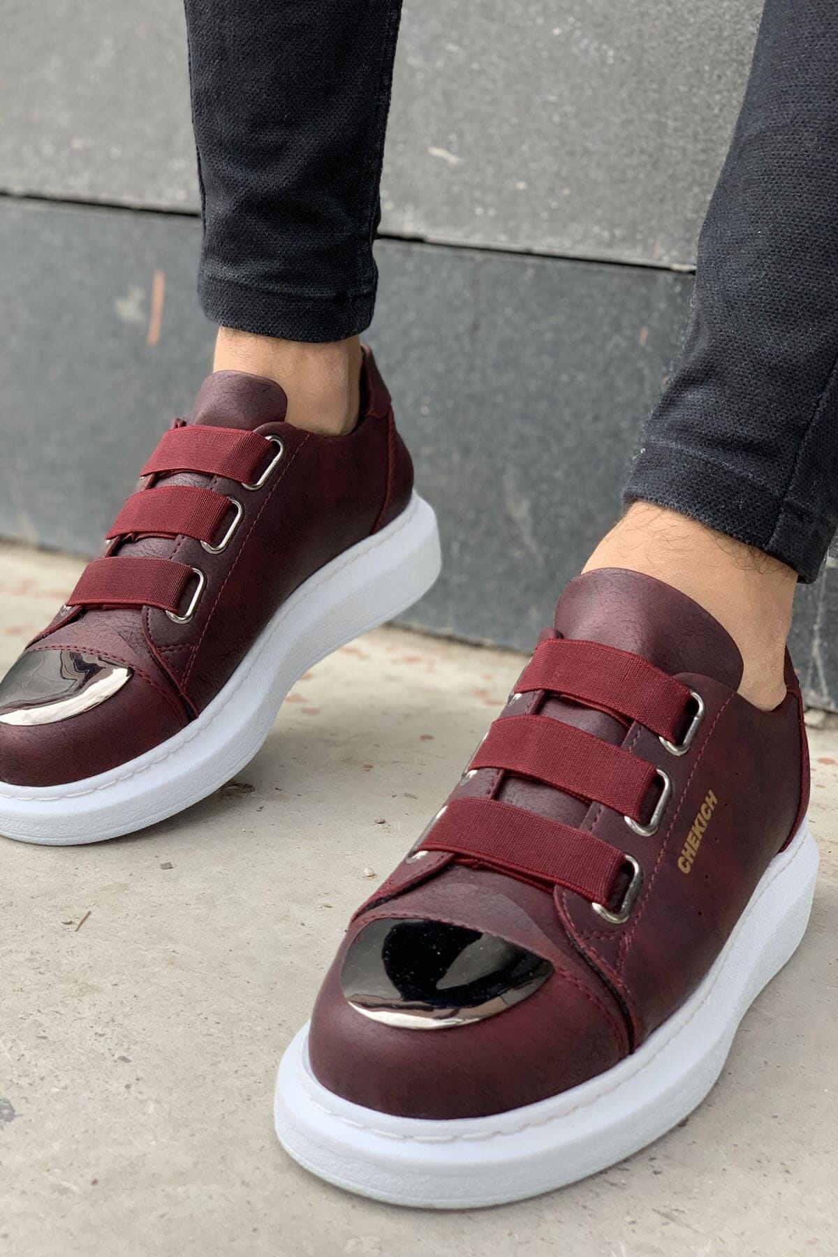 
                  
                    Men's Claret Red White Shoes ch251 - OUTFITLIFT
                  
                