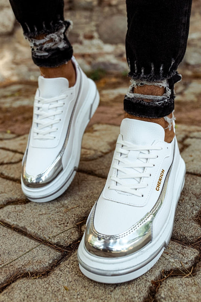 
                  
                    Chekich Men's Lace-up White Silver Shoes ch041
                  
                